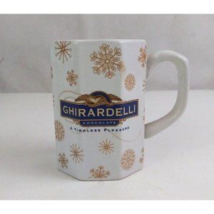 Houston Foods Ghirardelli Chocolate With Golden Snowflakes Design 4" Coffee Cup